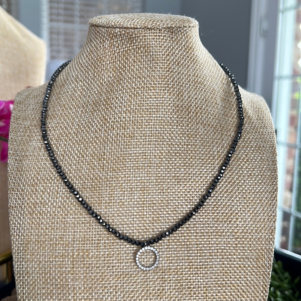 Park Lane Black beads and Round crystals necklace